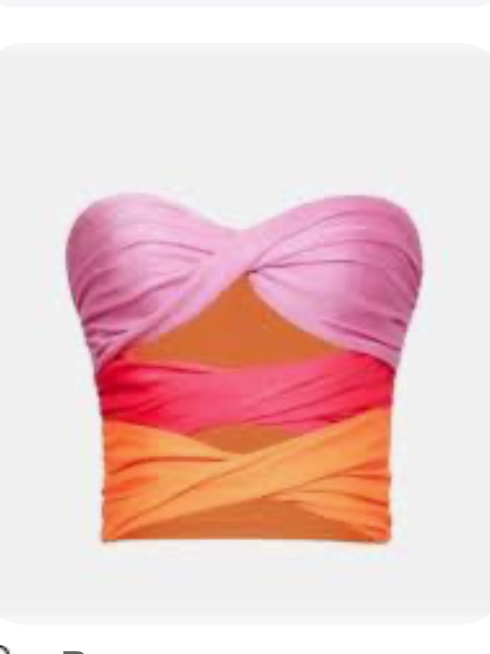 Twist Strapless Colorblock Crop Top in Pink, Coral & Orange